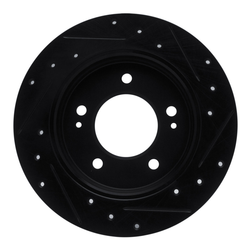 Hyundai Elantra GT Brake Rotor (1) - Rear Left - R1 Concepts - Drilled & Slotted - Black - `17-`25